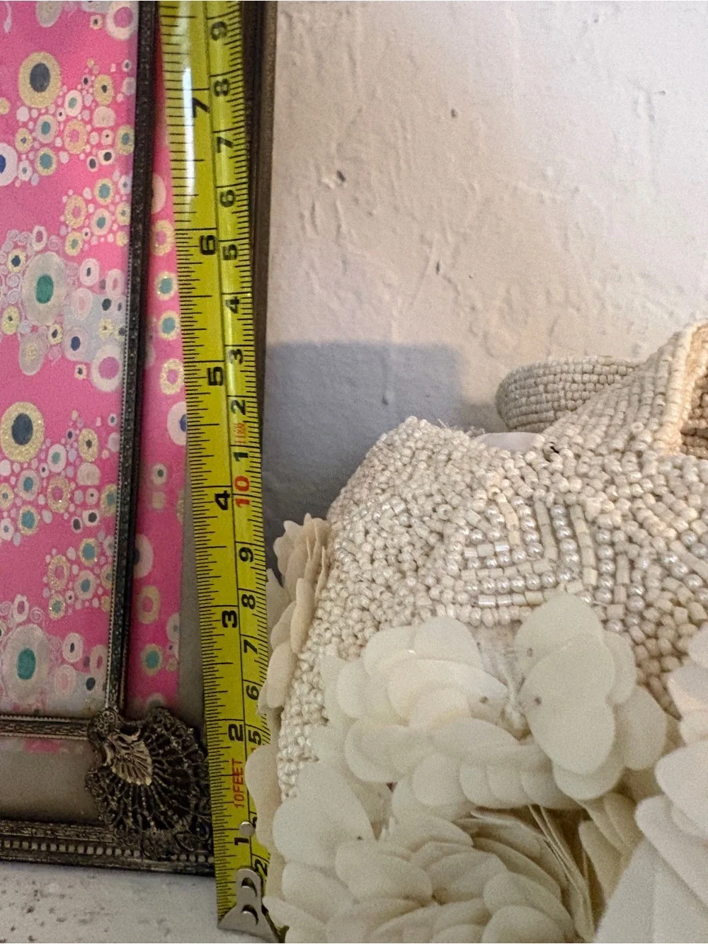 SMALL IVORY BEADED FLORAL BAG